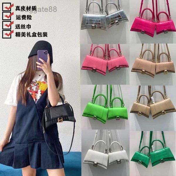 

2022 designer bags bbbalencaig'as b home letter buckle hourglass bag fashion crocodile pattern cowhide women's bag leather one sho