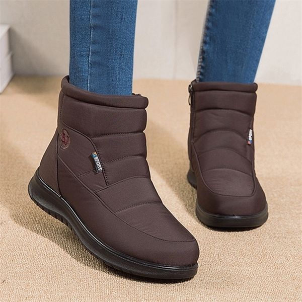 

boots rimocy thick plush winter for women non slip waterproof snow woman flat heels warm cotton padded shoes 220924, Black