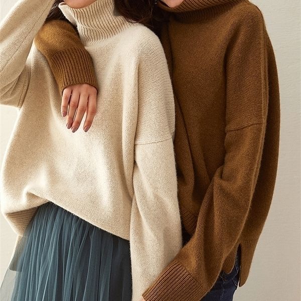 

womens sweaters autumn and winter womens cashmere sweater turtleneck knitted inner pullover 220923, White;black