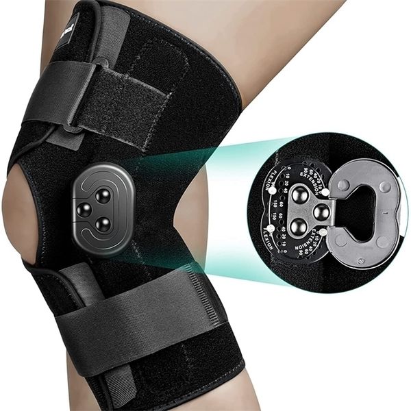 

elbow knee pads hinged brace adjustable support with side stabilizers of locking dials for pain arthritis acl pcl meniscus tear 220924, Black;gray
