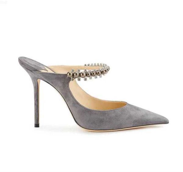 

luxury designer shoe women pumps slipper sandals high heels bing crystal straps stiletto heel pointed toe patent leather party wedding, Black