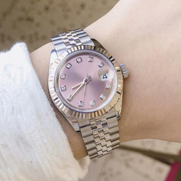 

men watches roles automatic mechanical movement 36/41mm full stainless steel luminous waterproof pink 28/31mm women couples style classic by, Slivery;black