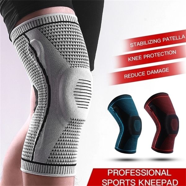 

elbow knee pads silicone full brace strap patella medial support drop compression protection sport running basketball 220924, Black;gray