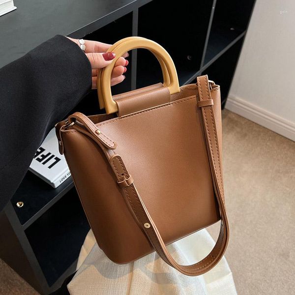 

evening bags simple vintage pu leather composite bucket for women large capacity messenger female solid color luxury handbags totes