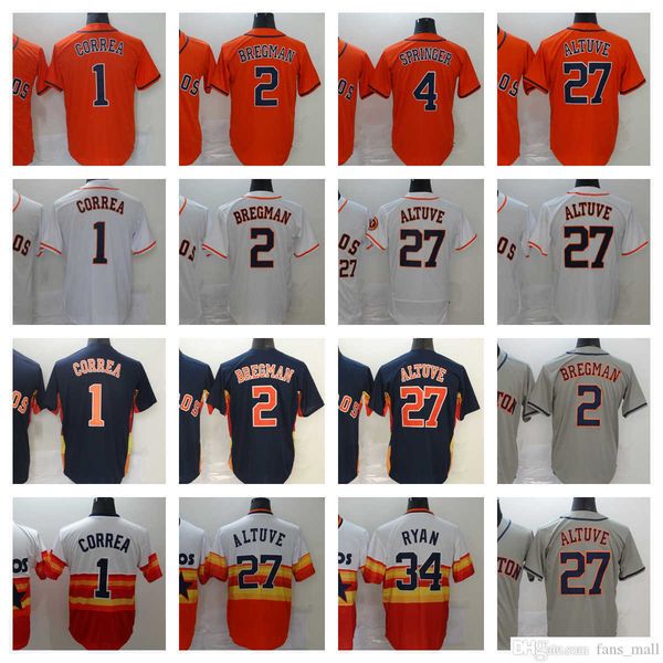 

2022-23 new baseball astros 27 jose altuve jersey city 1 carlos correa 2 alex bregman 4 george springer 34 nolan ryan jerseys men size s--xx, Blue;black