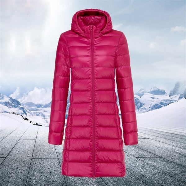 

women's down parkas winter women duck down coat parka candy color jackets women long duck down jacket outwear ultralight hooded coats o, Black