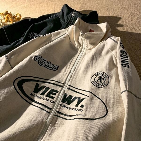 

women's jackets spring baseball uniform loose street harajuku oversize jacket men and women couples reflective jacket ladies 220926, Black;brown