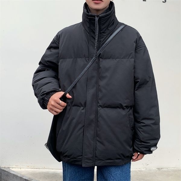 

mens down parkas men for the winter travel bubble coat harajuku fashion oversize winter thicken cotton jacket casual warm cropped puffer jac, Black