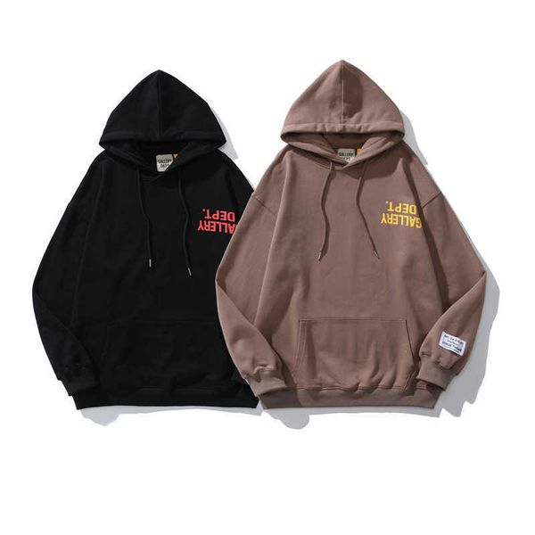 

fashion galleryes casual hoodies dept loose american street style high commuter pullover hooded terry youth lovers same sweatervzs8, Black