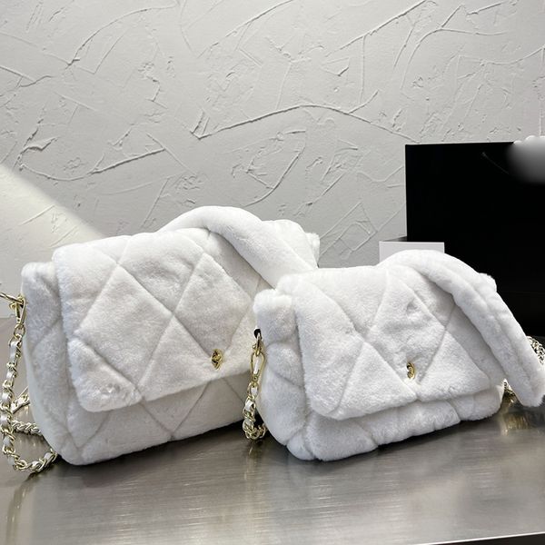 

lamb wool flap shoulder bag chain crossbody bags women handbags knob messenger bag red lining pocket winter purse fashion diamond lattice