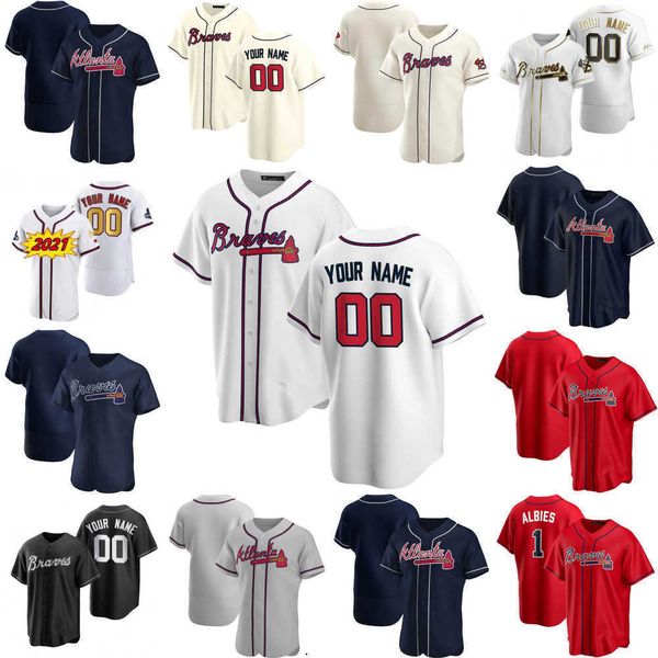 

2022 baseball jerseys custom jersey atlanta''braves''mens women youth 5 freddie an 13 ronald acuna jr. 1 ozzie albies 7, Blue;black