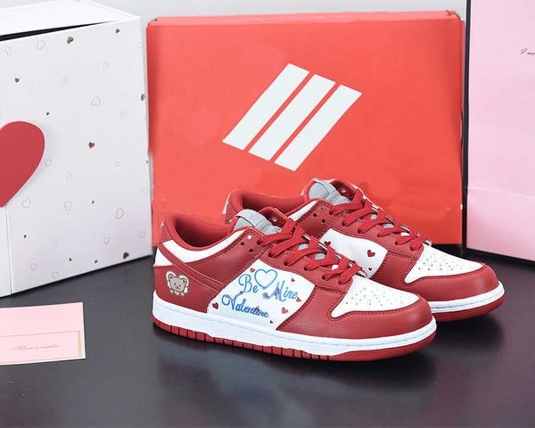 

port dk low skateboard shoes valentine's day white red casual runner outdoor trainers sneakers sports come with box, Black