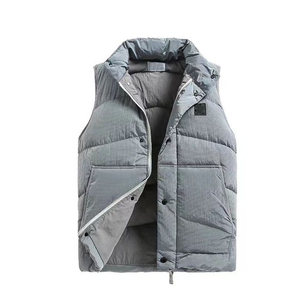 

mens down vest womens vests compass badge real down metal feeling nylon zip up autumn winter outwear, Black;white