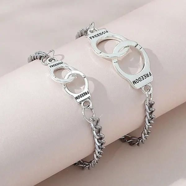 

New couple bracelet men women concentric lock cross-border Europe and the United States hip-hop retro silver chain popular trinkets wholesale