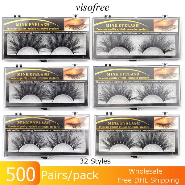 

500 pairs/lot dhl wholesale mink lashes 25mm 3d mink eyelashes dramatic full volume false eyelash makeup visofree