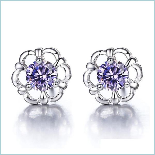 

stud stud utimtree sweet hollow flower earrings for women sier 925 sterling jewelry cz zircon stone earring pendientes muje dayupshop dh05f, Golden;silver