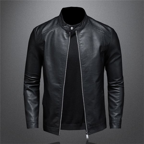 

men's leather faux leather large size autumn fashion trend coat slim stand collar motorcycle leather jacket men's pu handsome 5xl, Black
