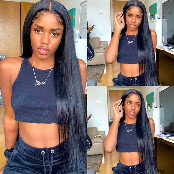 

synthetic wigs wig women's split long straight hair wig chemical fiber full head set overseas 220927, Black