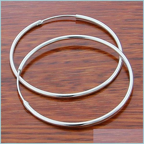 

charm 925 sterling sier charm smooth 50mm big circle hoop earrings for women wedding engagement party jewelry 1254 t2 drop delivery 20 dh4hj, Golden