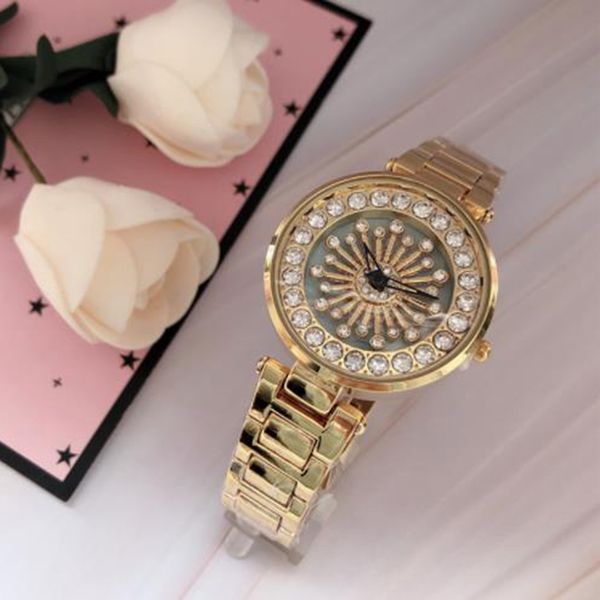

fashion diamond design women's quartz temperament round watch, Slivery;golden