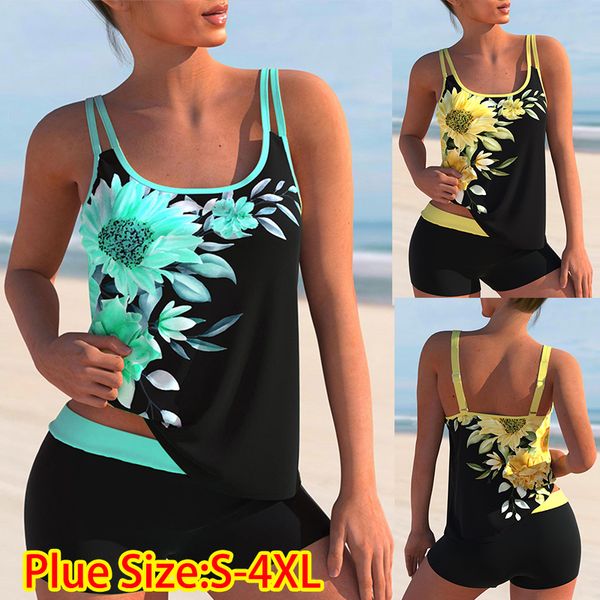 

fashion new women swimsuit tankini print boxer bikini, White;black