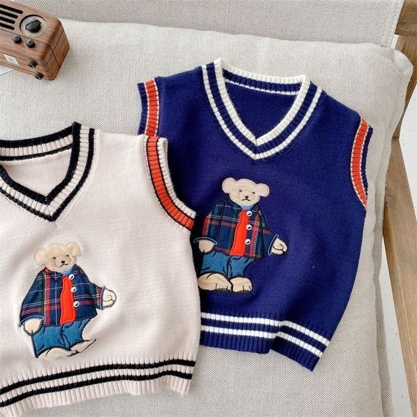 

waistcoat autumn girls boys cute cartton bear vest baby kids children knitting waistcoat two colors 220927, Camo