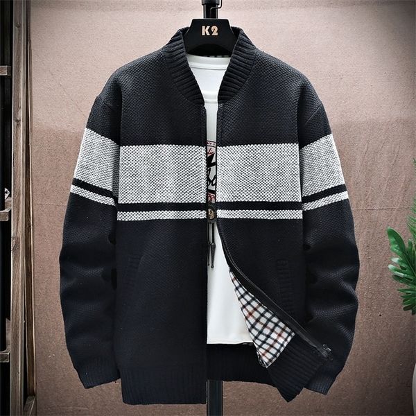 

mens sweaters autumn korean men fleece cardigan knitted sweatercoats baseball collar jacket male m3xl 8899 220923, White;black