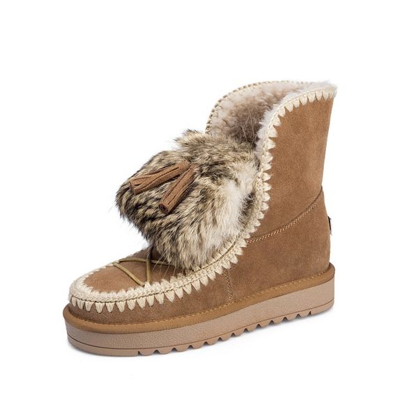 

2022 women's boots autumn winter new casual comfortable warm thick-soled round toe and naked all-match sleeve snow boots, Black