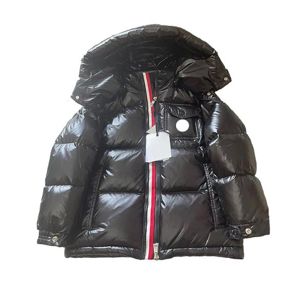 

designer maya kids winter down jackets youth clothes for boys girls baby french brand children coats wear hooded parka embroidered badge war, Black