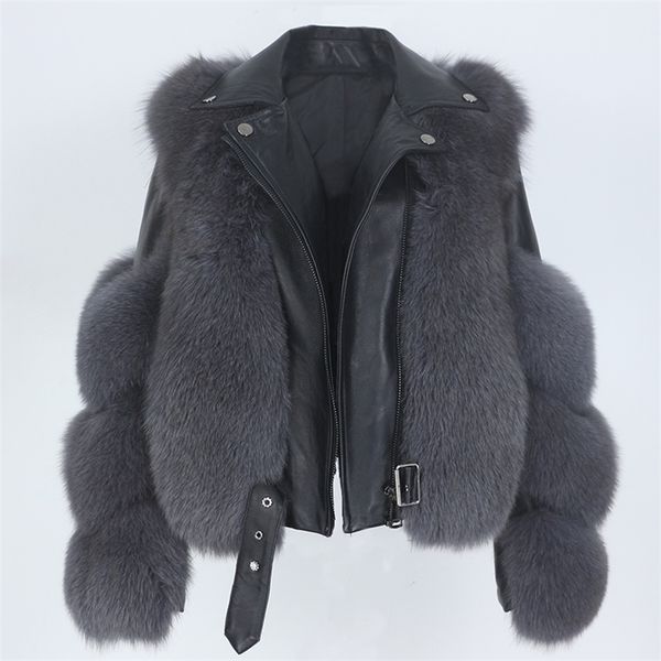

womens fur faux menina bonita real coat vest winter jacket women natural genuine leather outerwear detachable streetwear locomotive 220926, Black