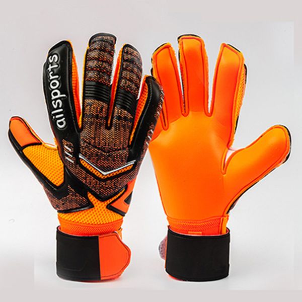 

sports gloves men kids professional soccer goalkeeper gloves soft full latex slip strong protection football goal keeper gloves 5 finger sav, Black