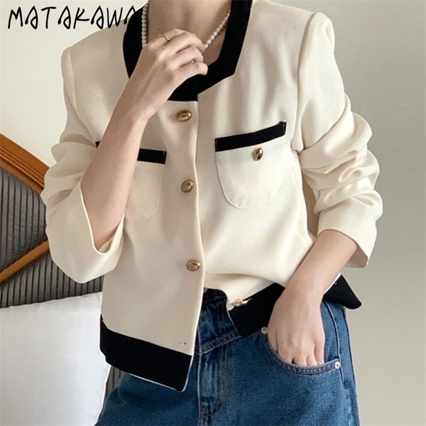 

womens jackets matakawa contrast color autumn winter jackets women office lady vintage elegant chic chaqueta mujer square neck short veste 2, Black;brown