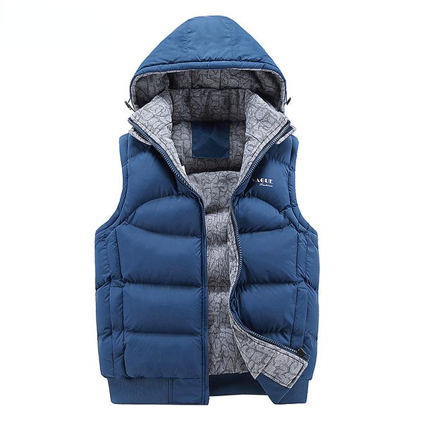 

men s vests fashion sleeveless jacket thick warm cotton hat hooded winter waistcoat casual windbreaker 220926, Black;white