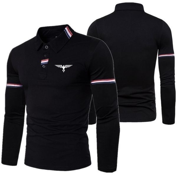 

men's polos fashion men's long-sleeved casual polo shirt 220927, White;black