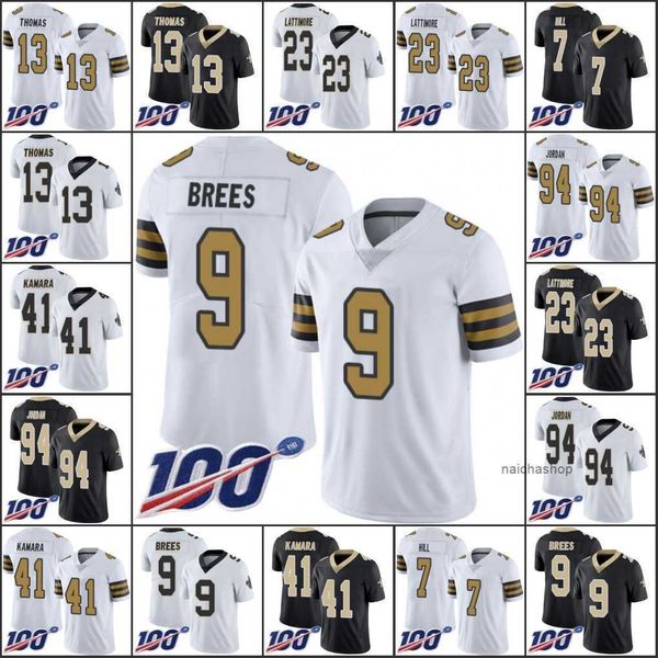 

jersey new orleans''saints''men #13 michael thomas 41 alvin kamara 9 drew brees 94 cameron jor dan 100th limited'&#, Black