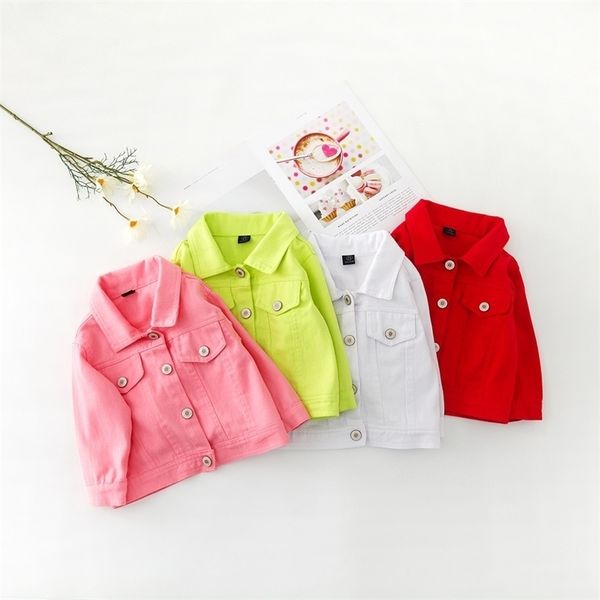 

jackets brand baby girls boys candy color denim jacket kids cotton casual jeans jackets children clothes 1-10age 220923, Blue;gray