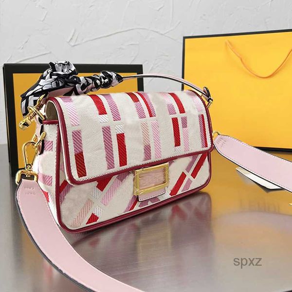 

evening bags 2022 baguette bag tote handbag women single shoulder cross body bags classic stripe embroidery letter metal hardware removable