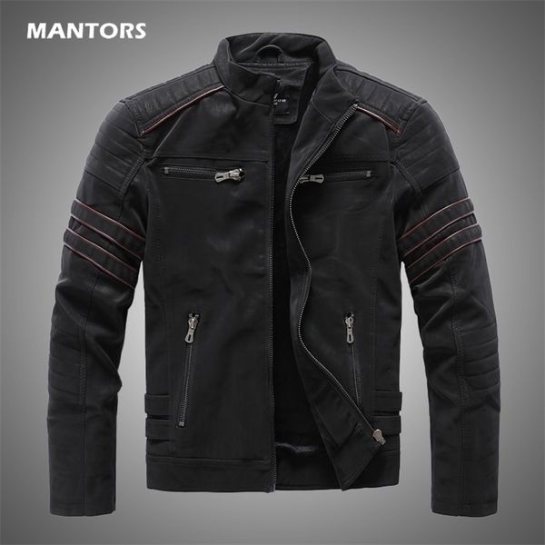 

men's leather faux men winter brand jacket casual motorcycle inner fleece pu coat jackets mens clothing streetwear 220926, Black