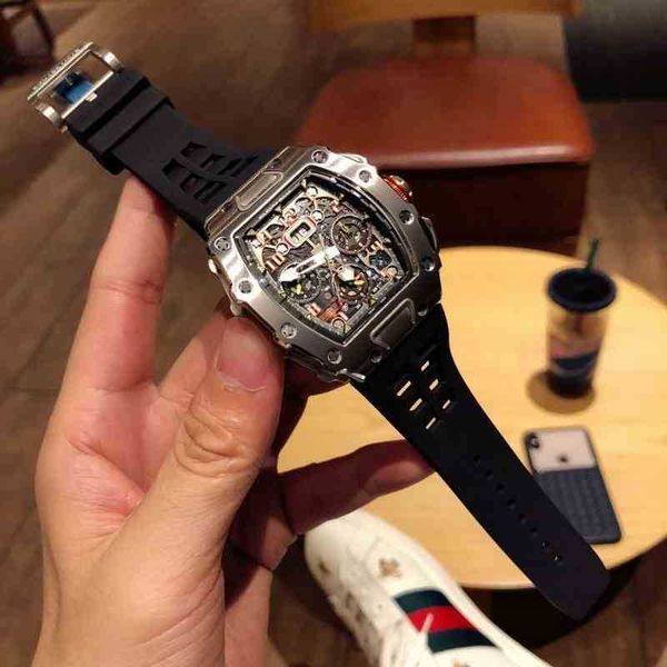 

watches wristwatch designer luxury mens mechanics watch richa milles wristwatch black technology carbon fiber same large dial luminous wine, Slivery;golden