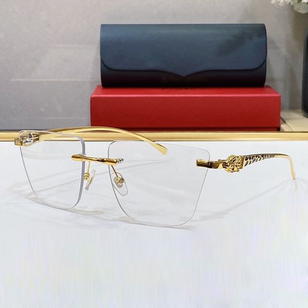 

c decor acetate sunglasses designer woman mens rimless buckle gold metal panther frame vintage fashion carti glasses red blue black transpar, White;black