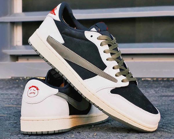 

ts x jumpman 1 low og olive basketball shoes 1s sail/university red-black-medium olive luxurys designers outdoor sneakers with box