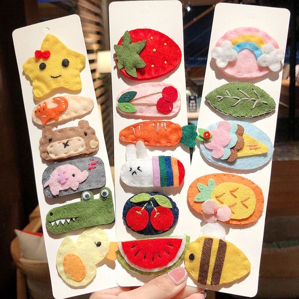 

cute girls felt baby hair clip bb clips cartoon mini bangs clip children fashion barrettes hair accessories, Slivery;white