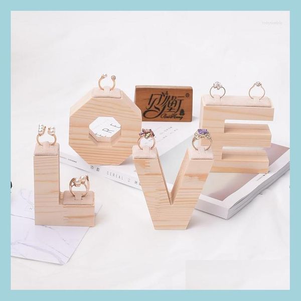 

jewelry pouches bags jewelry pouches bags solid wood ring display holder stand word love style toby22 drop delivery 2021 pa dayupshop dhguj, Pink;blue