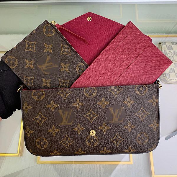 

ggs louiseity 1 viutonity lvs yslitys 3pcs/set women shoulder bag multi pochette accessories luxury handbag messenger chain strap purse clut, Red;black