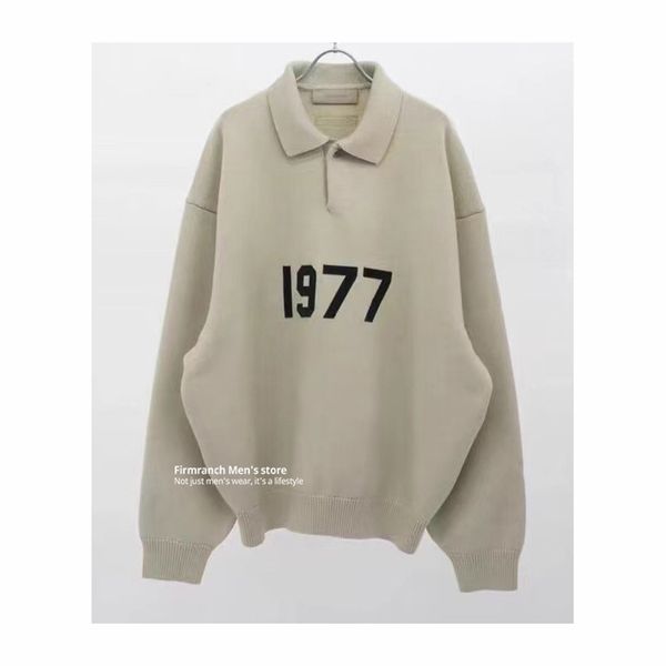 

men's sweaters firmranch fall winter fog 1977 sweater polo collar pullover for men women knitwear oversize sweatercoat jumper, White;black