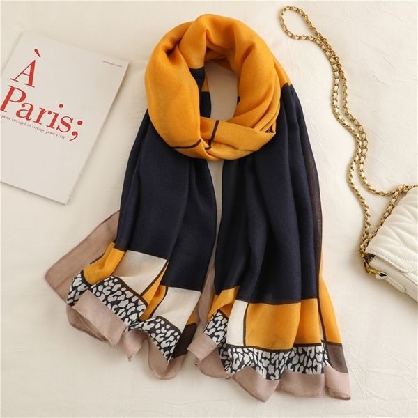 

scarves luxury 2022 brand cotton scarf women print large 18090cm warm shawl wraps muslim headkerchief hijab bandana foulard echarpe 220927, Blue;gray