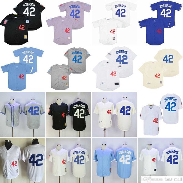 

mitchell and ness vintage baseball 42 jackie robinson jerseys ncaa stitched breathable sport gray 1963 cream 1955 white 1959 1981 blue pullo, Black
