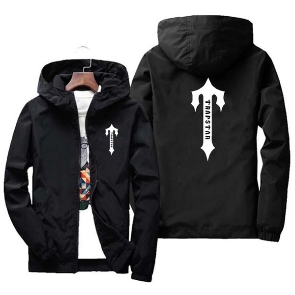 

men's jackets hooded trapstar london print custom made solid color men zipper hoodie jacket british style fashion man sportswear 220926, Black;brown