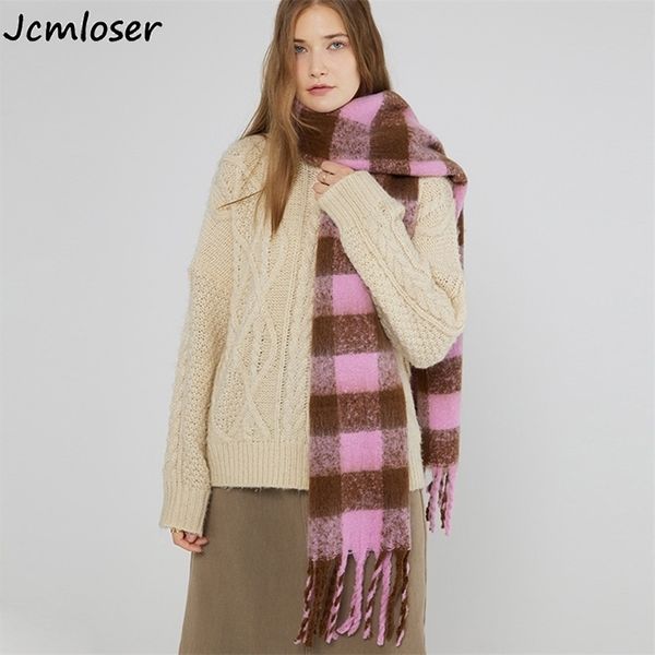 

scarves fashion brand women plaid scarf autumn winter pashmina shawls cashmere thick wraps lady tassel warm scarves soft hairy bufanda 22092, Blue;gray