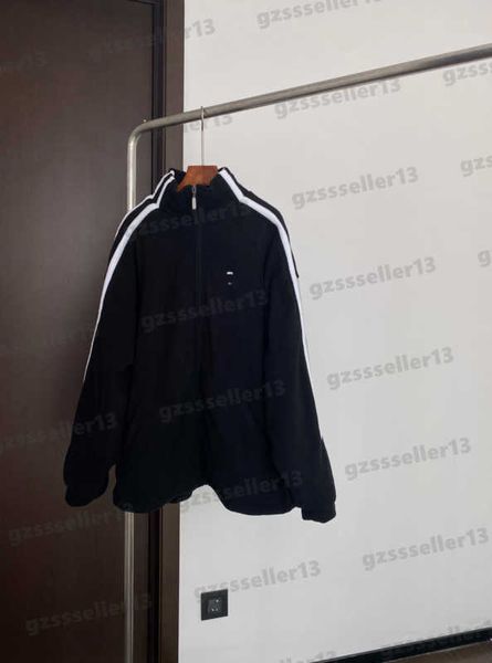 

women jackets luxury designer embroidered logo on chest jacket stylish striped panel zip cardigan fleece loose jacket 0912, Black;brown